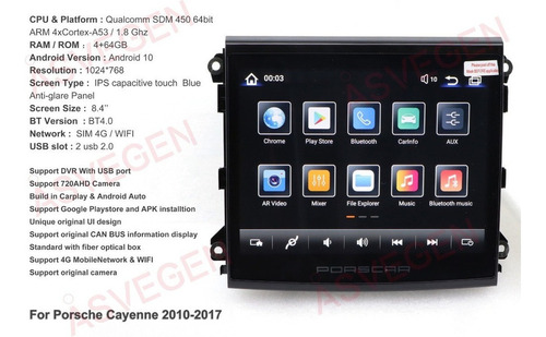 Qualcomm Cpu Android Coche Estreo Para Porsche Cayenne 1017 Foto 2