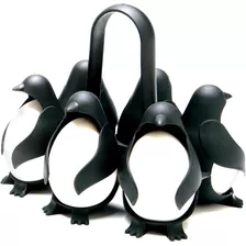 Soporte Para Huevos Organizador Tipo Pinguino Color Negro