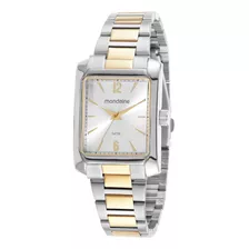 Relogio Mondaine Feminino Prata Dourado Bicolor Quadrado 