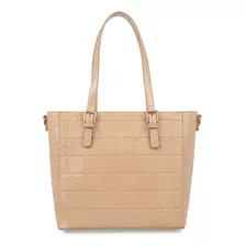 Bolsa Tote Cloe Para Mujer Material Vegano Jareta Ajustable Color Nude