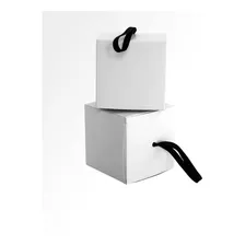 Caja Cubo Blanca C/cinta Negra, 7,5 Cm X Lado - Pack X 10 Un