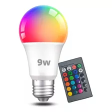 Lampada Led Rgb 16 Cores 9w Ajustavel Controle Sala Quarto