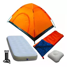 Carpa 2p + Colchón 1plza Lexus + Inflador + Bolsa Almohada