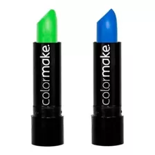 Batom Neon Fluorescente Verde E Azul Color Make Kit