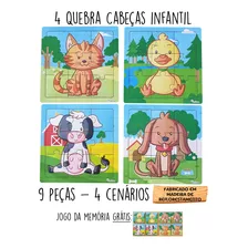 Quebra-cabeças De Madeira Animal Infantil Crianças 9 Peças