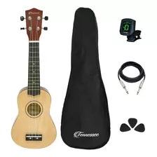 Kit Ukulele Soprano Liverpool Bege Elétrico Completo