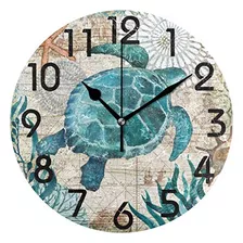 Naanle Chic Reloj De Pared Redondo Con Diseño De Tortuga Ma