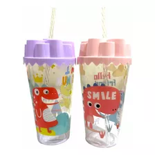 Set 2 Vasos Tritan Con Bombilla Para Niños Adultos 750ml