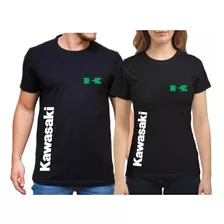 Camiseta Kit/2 Casal Moto Marcha Grau Kawasaki Camisetas