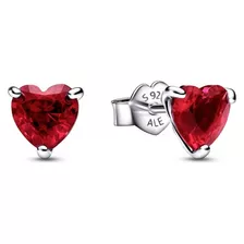 Aretes Pendientes Pandora Original Corazón Rojo Plata 925+ki