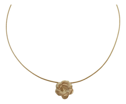 Colar Gargantilha Choker Flor De Ouro 18k 750 Semi Flexível Amarelo