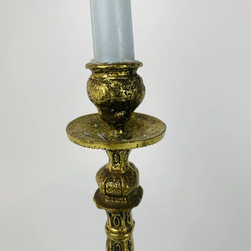 Par Castiçais Em Bronze Dourado Clássico 33,5cm Vintage Dourado-escuro 4