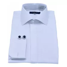 Camisa Italiana Branca Xadrez Botões Cobertos