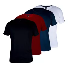 Kit 4 Camisetas Fio 30.1 Academiaalgodão 100% Cores Lisas