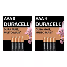 Kit Pilhas Duracell Aaa Palito Com 8 Un + Aaa Palito Com 4un