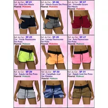 Kit 3 Shorts Feminino Moletom Shortinho Curto Listra Cores