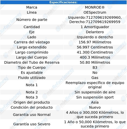 Amortiguador Oespectrum Gas Del Lexus Rx450h 10-15 Monroe Foto 2