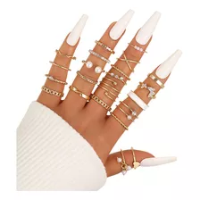 Set 22 Anillos Para Mujer Dama Con Diamantes De Imitación