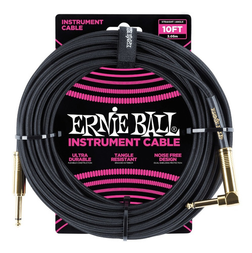 Cable Ernie Ball Guitarra Plug Angulo-recto 3 Metros Tela