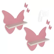 Kit 2 Prateleiras Borboleta Decoração Infantil Butterfly Mdf