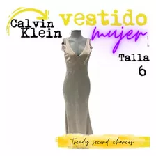 Vestido Largo Fiesta Oro Calvin Klein. La Segunda Bazar