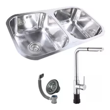 Cuba Dupla 9261 Polida+ Torneira Milão Gourmet Inox Guimmis®