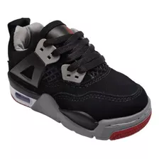 Zapatos Botas Jordan Nike Retro 4 Niños Niñas Negra Roja 