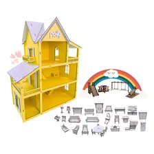 Casa Infantil De Boneca Com 30 Mini Moveis + Parque Promoção