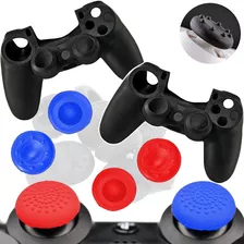 Kit 2x Capa De Controle Playstation 4 Ps4 + 4x Grip Silicone
