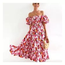 Printed One-shoulder Vacation Style Loose Dress
