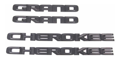 Par De Emblemas Grand Cherokee Logo Jeep Letras Todo Negro Foto 2