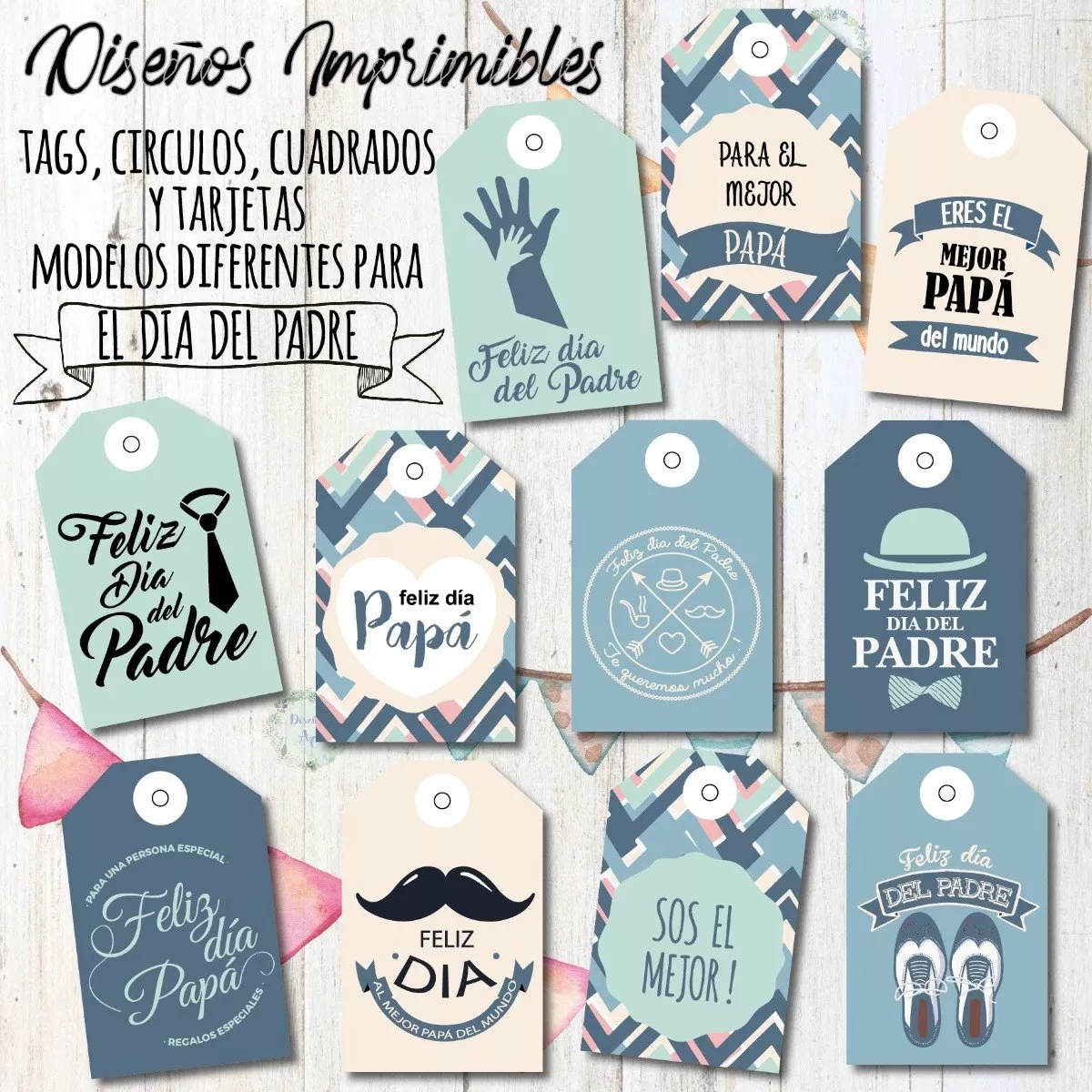 Kit Imprimible Día Del Padre Tags, Etiquetas Y Tarjetas