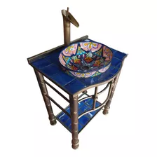 Lavabo Con Base De Metal Plancha Azulejo Y Monomando