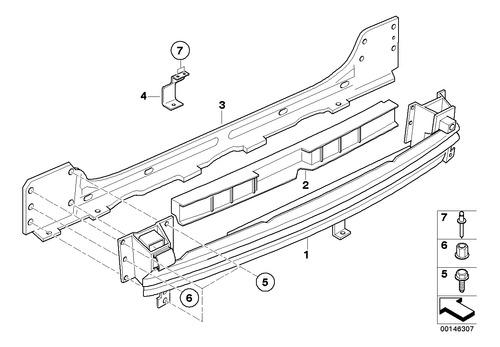 02-08 Mini Cooper R50 R52 R53 Rear Bumper Reinforcement  Vvb Foto 2