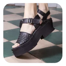 Sandalias Cuero Tachas Altas Mujer Plataforma Zhira Mahi