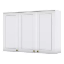 Armário Aéreo Grande 3 Portas Cozinha 120cm Henn Branco Mdf