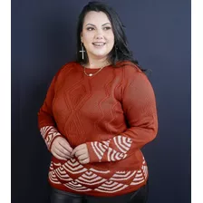 Blusa De Frio Plus Size Feminina De Lã Tricot Grossa Inverno