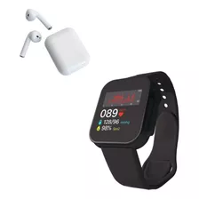 Smartwatch Bluetooth D20 Ultra Negro Y Audífono I12blanco