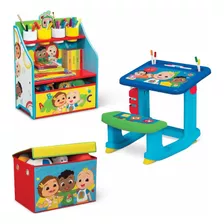 Cocomelon Set 3 Muebles Niño Mesa Pintar Caja Para Juguetes