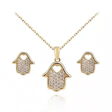 Set Hamsa Gold By Moonlight Incrustaciones De Cristal