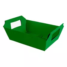 Cesta De Papel - Cartão Cores C/10 Unidades - 18x12x5cm Cor Verde