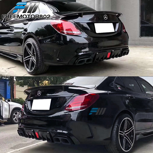 Fits 15-21 Benz W205 C63 C63s Amg Rear Bumper Diffuser + Zzg Foto 2