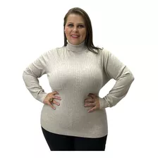 Blusa De Lã City Lady Plus Size Gola Alta