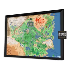 Quadro Mapa Zelda Breath Of The Wild Moldura Com Vidro A3