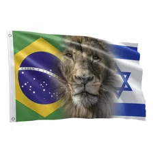 Bandeira Leão Da Tribo De Judá, Brasil E Israel 1,50 X 0,90