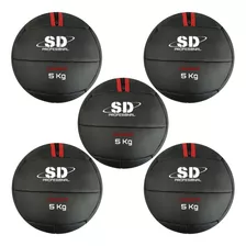 Kit 5 Balones Medicinal Reforzados 5kg Wall Ball Crossfit