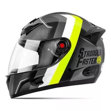 Capacete Para Moto Integral Etceter Stronger Faster Cor Cinza/amarelo Tamanho Do Capacete 56