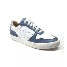 Zapatilla Casual Cuero Cordones Goma Liviana Leticia