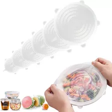 6 Tampas Silicone Reutilizável Elástica P/ Sobras Comida