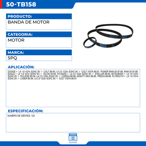 Banda De Distribucin Mitsubishi Mighty Max 1988-1989 L4 2.0 Foto 3